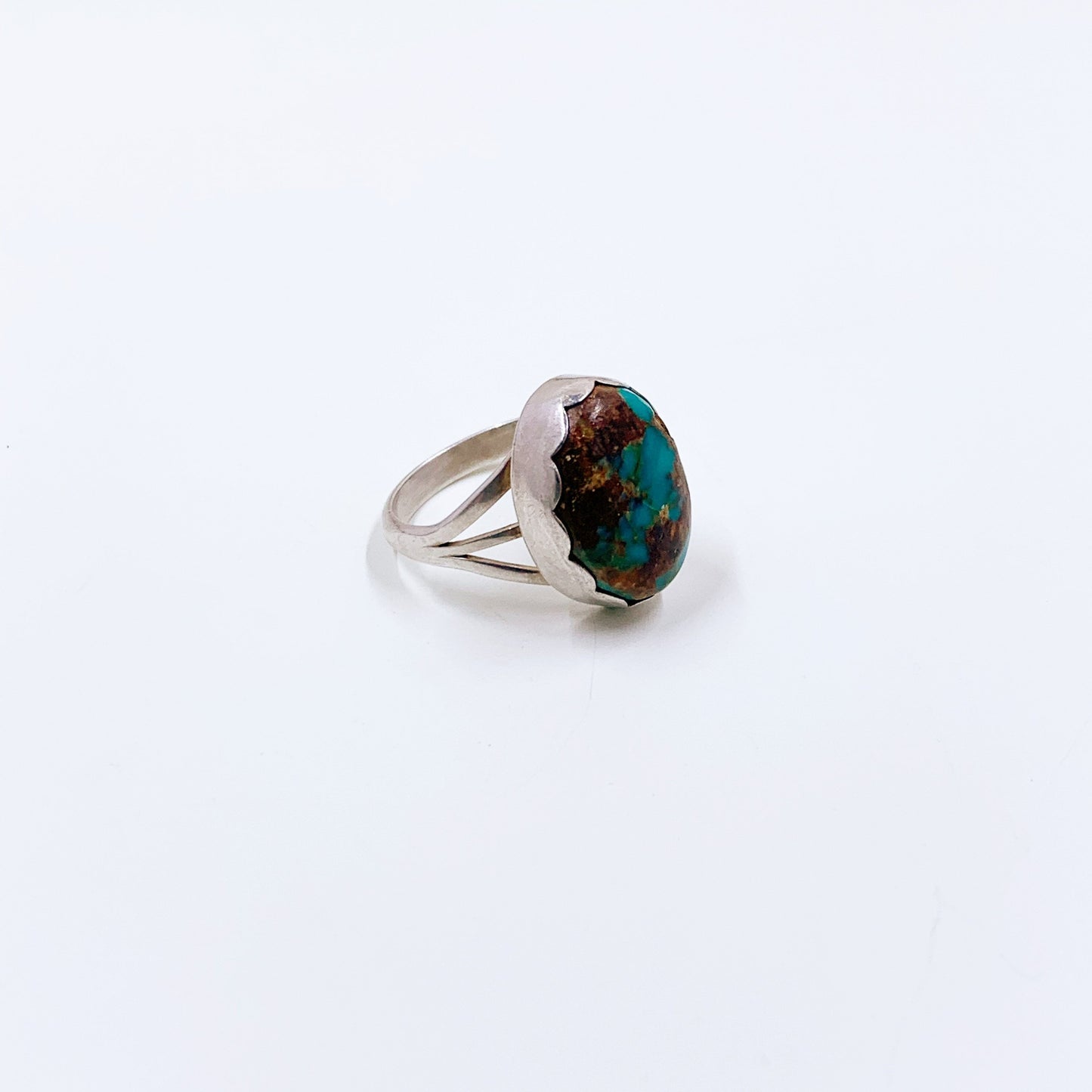 Vintage Silver Turquoise Ring | Silver Southwest Turquoise Ring | Size 7 1/4 Ring