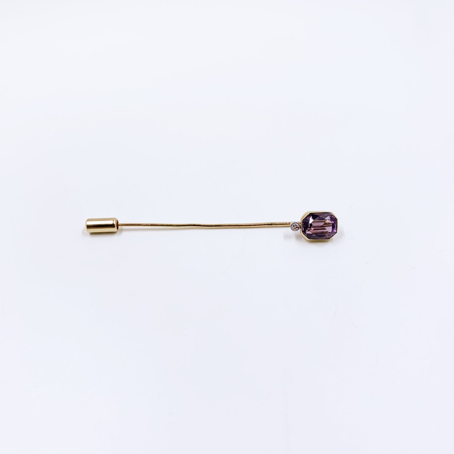 Antique 14k Amethyst and Diamond Stick Pin