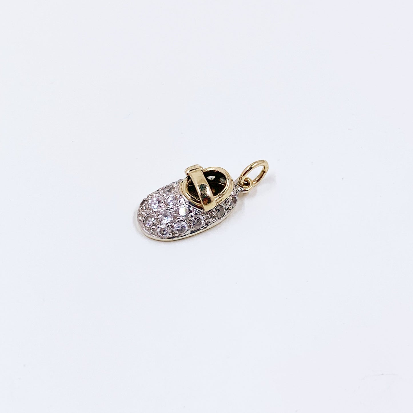 14k Gold Baby Shoe Charm | 14K Gold Baby Bootie Charm | 14k Diamond Simulant Baby Shoe Charm, Baby Gift | Mothers Gift