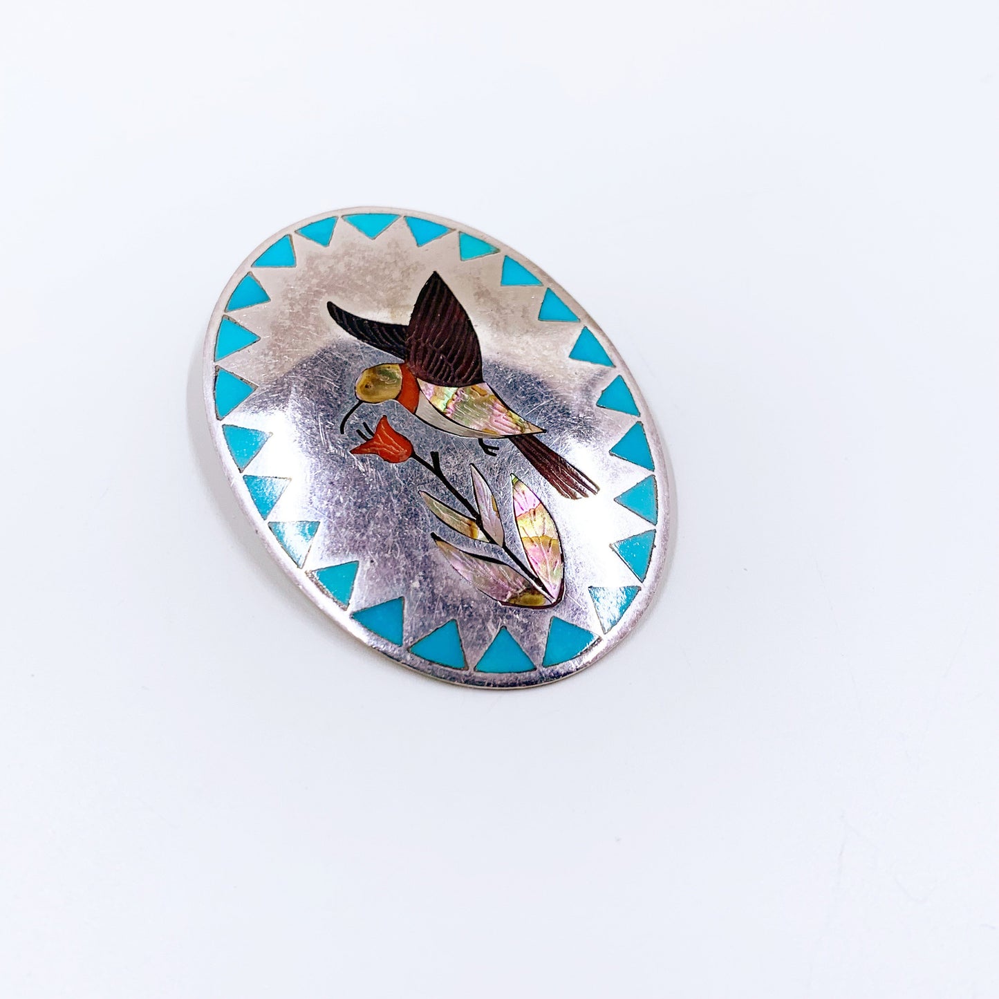 Vintage Hummingbird Inlay Pendant and Brooch | Navajo Larry Watchman Hummingbird Pendant Pin