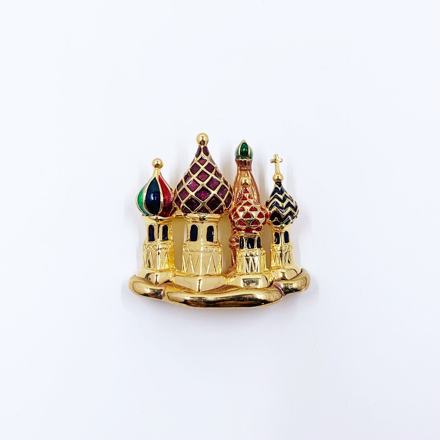 Vintage Joan Rivers Russian Cathedral Enamel Brooch | Russian Orthodox Church Enamel Pin