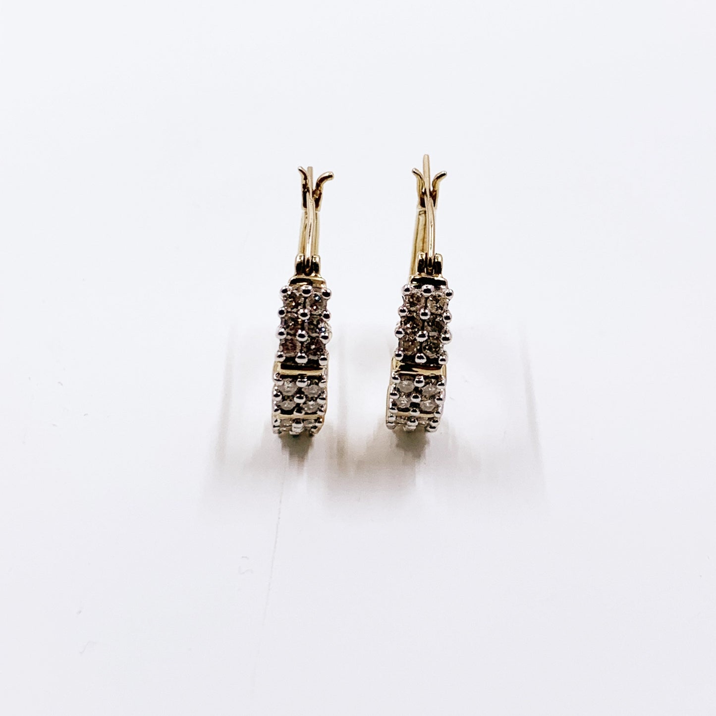 Vintage 10k Gold Diamond Hoop Earrings | Estate 10k Gold Diamond Hoops