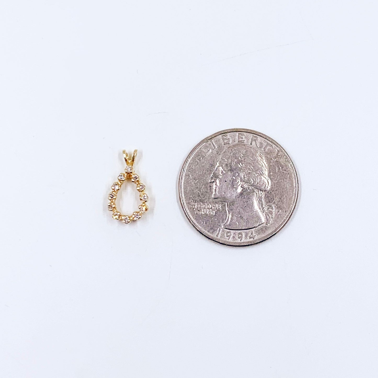 Vintage 14k Gold Tear Drop Diamond Cluster Charm | Dainty Gold Pendant