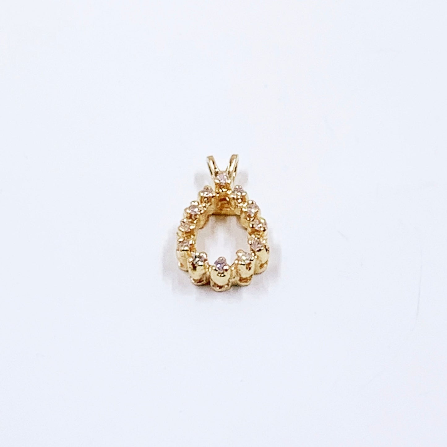 Vintage 14k Gold Tear Drop Diamond Cluster Charm | Dainty Gold Pendant