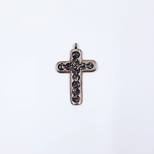 Vintage Silver Brutalist Cross Pendant | Silver Large Textured Cross Pendant