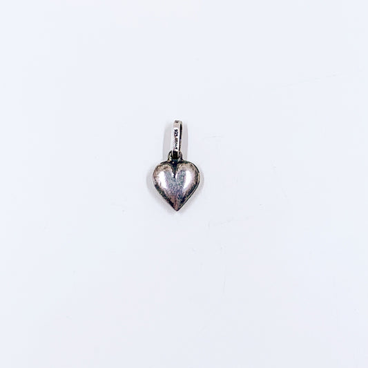 Vintage Silver Puffy Heart Charm | Silver Heart Pendant