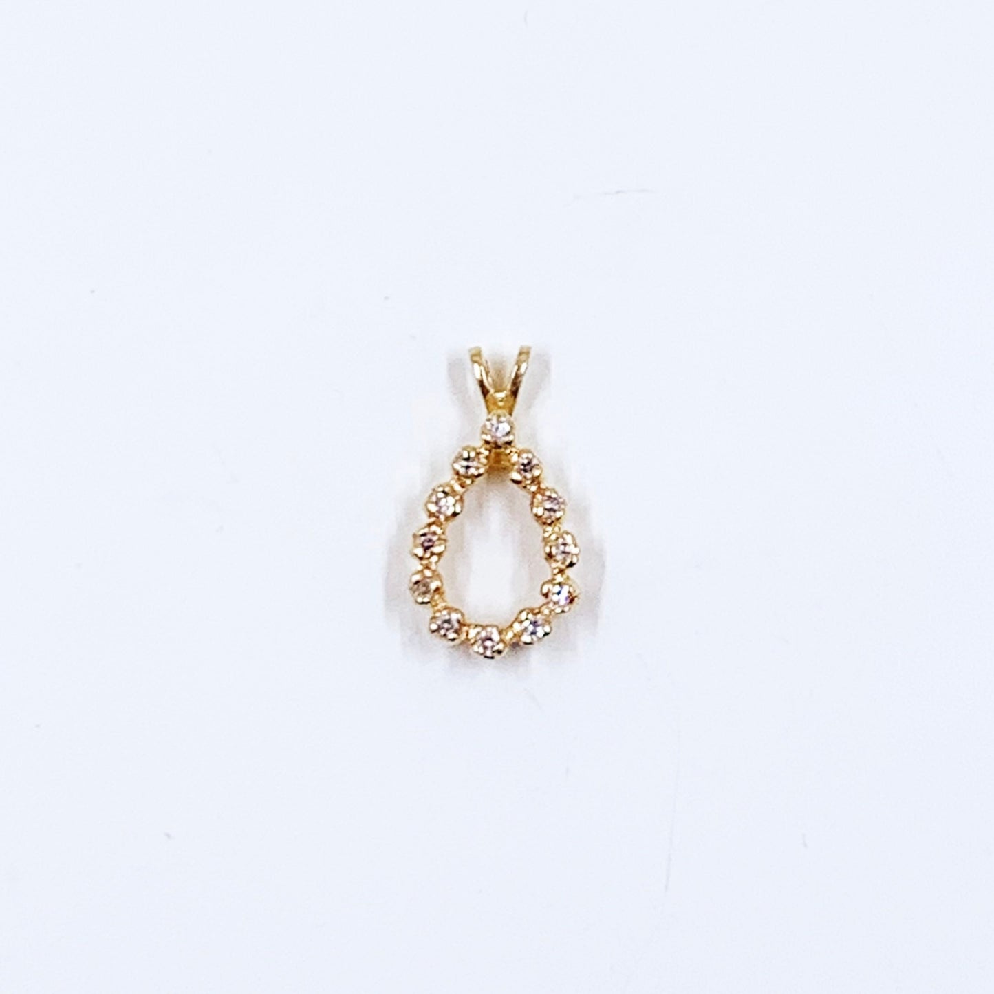 Vintage 14k Gold Tear Drop Diamond Cluster Charm | Dainty Gold Pendant