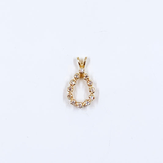 Vintage 14k Gold Tear Drop Diamond Cluster Charm | Dainty Gold Pendant