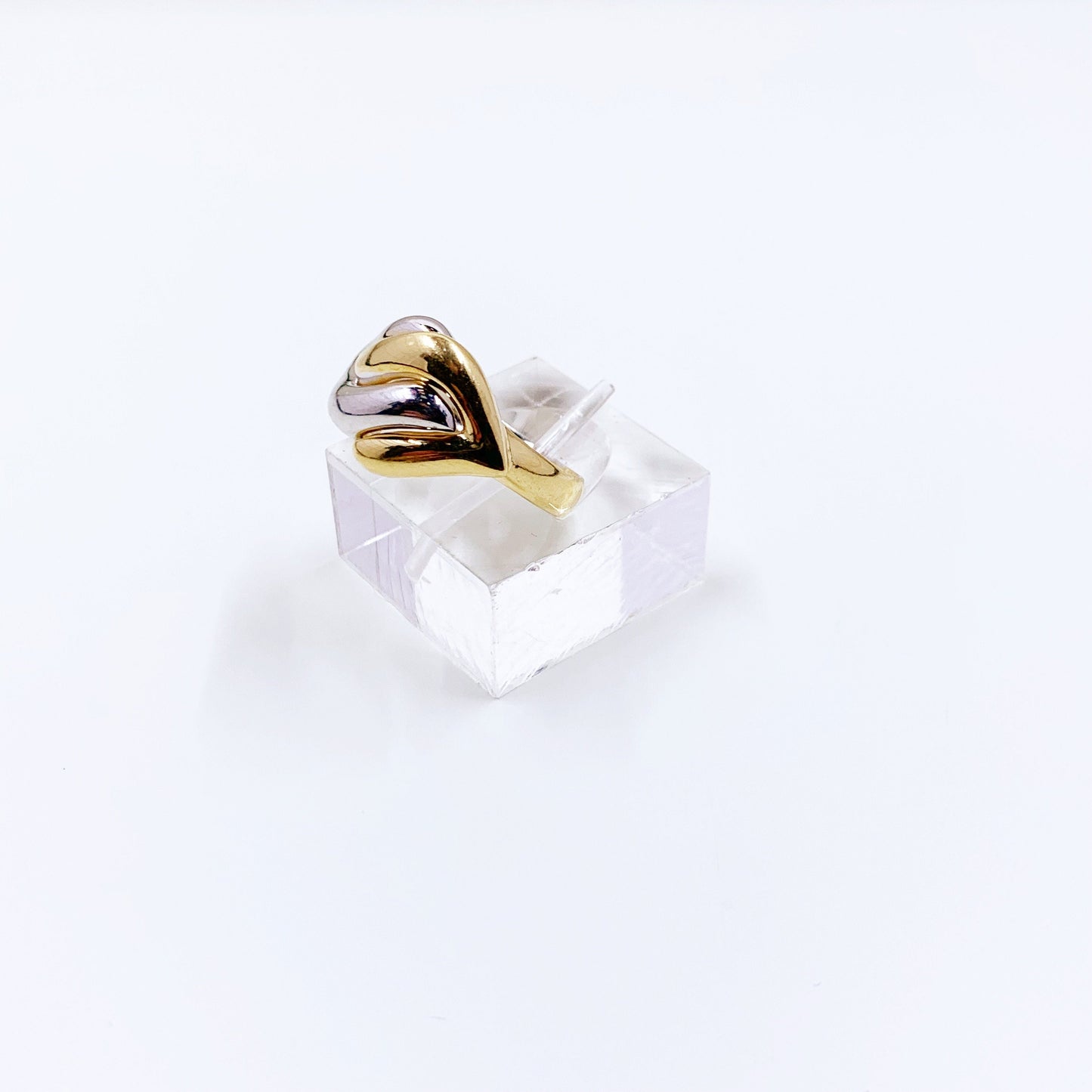 Vintage Italian 18K Two Tone Gold Ring | 18K White and Yellow Gold Knot Ring | Size 7 1/4 Ring