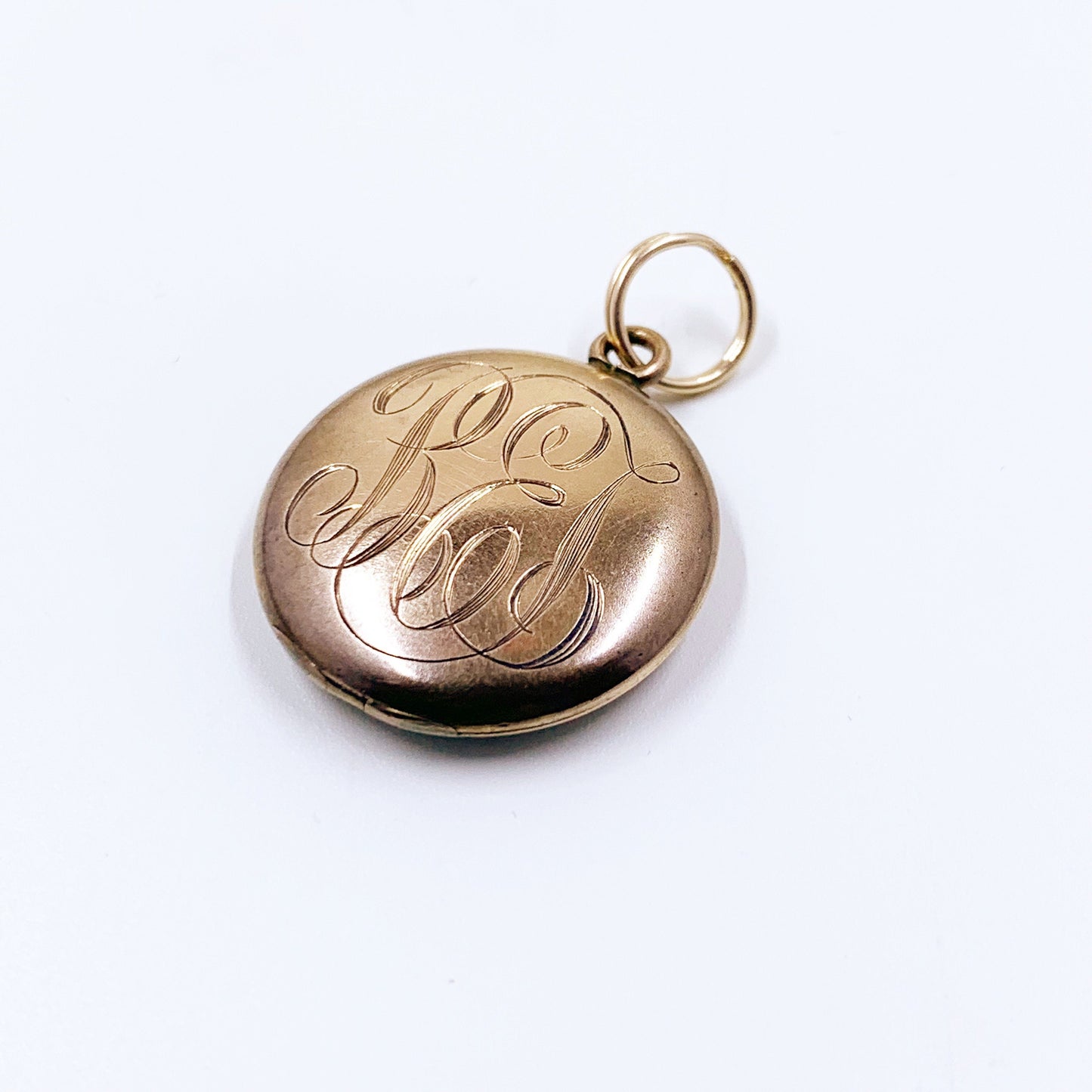 Antique Gold Filled Monogrammed Round Locket | BEJ Monogram | W & H Co. Locket