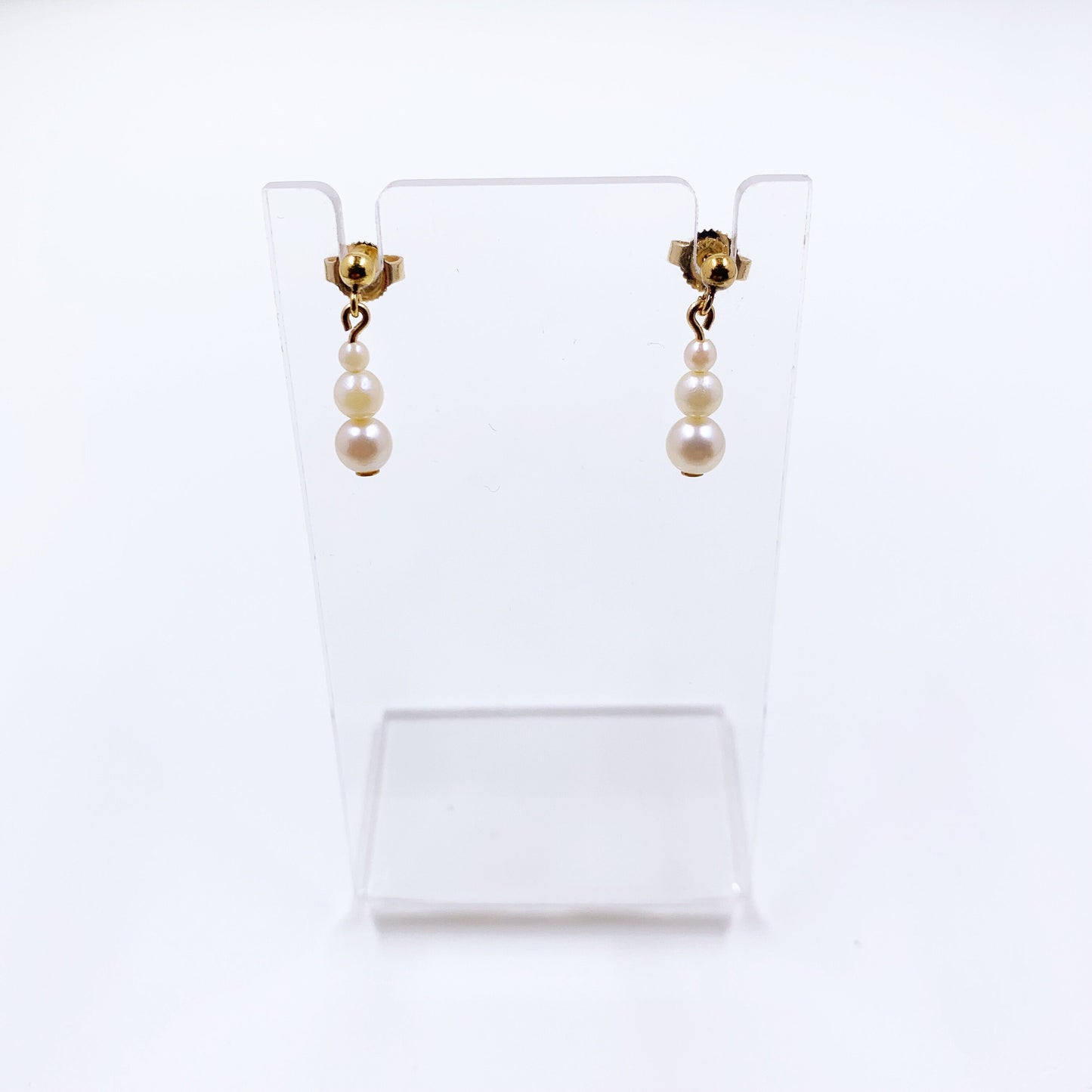 Vintage Gold Pearl Drop Earrings | Classic Pearl Earrings | 14K Pearl Earrings