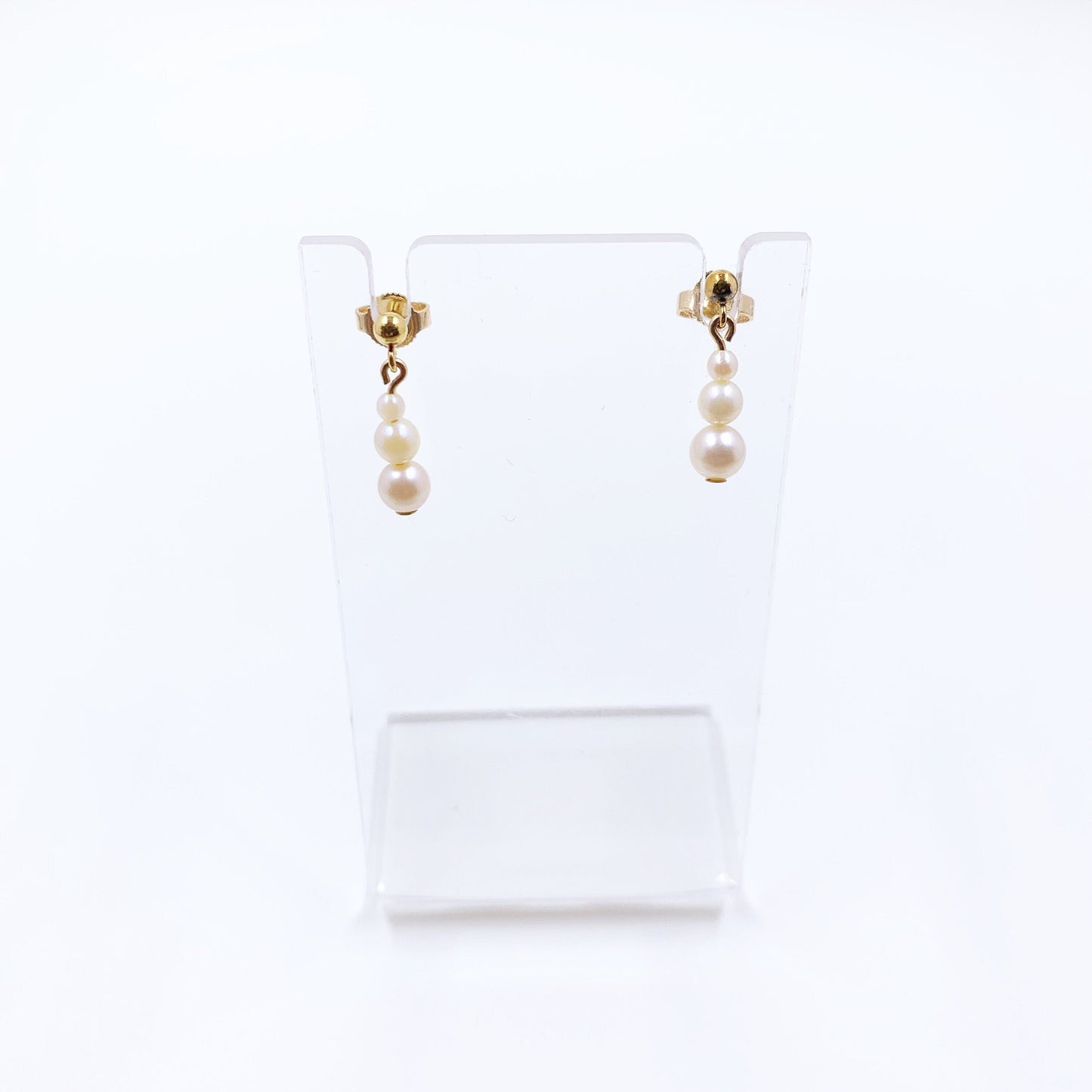 Vintage Gold Pearl Drop Earrings | Classic Pearl Earrings | 14K Pearl Earrings