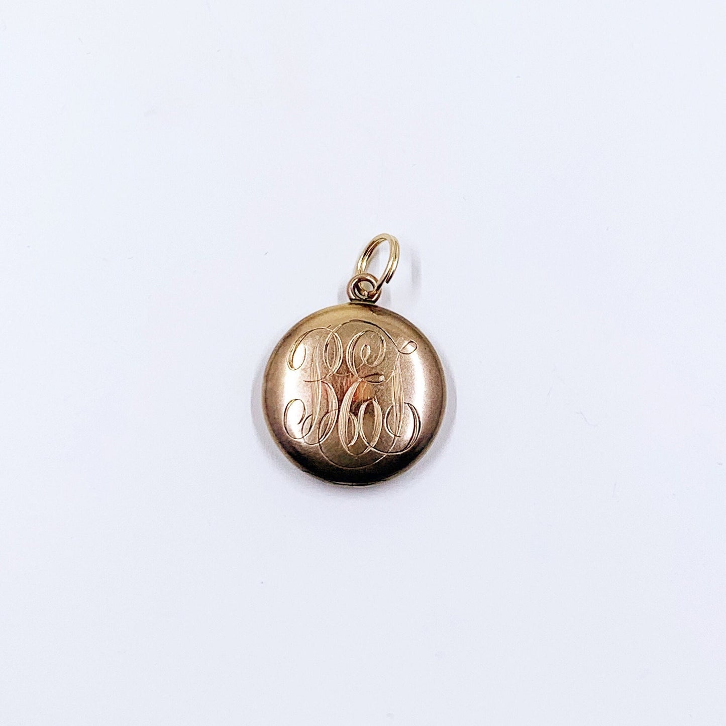 Antique Gold Filled Monogrammed Round Locket | BEJ Monogram | W & H Co. Locket