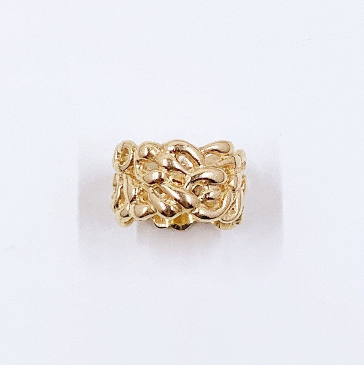 Vintage 14k Gold Decorative Wide Band | Textured Pierced Scroll Band Ring | 5 1/2 Ring