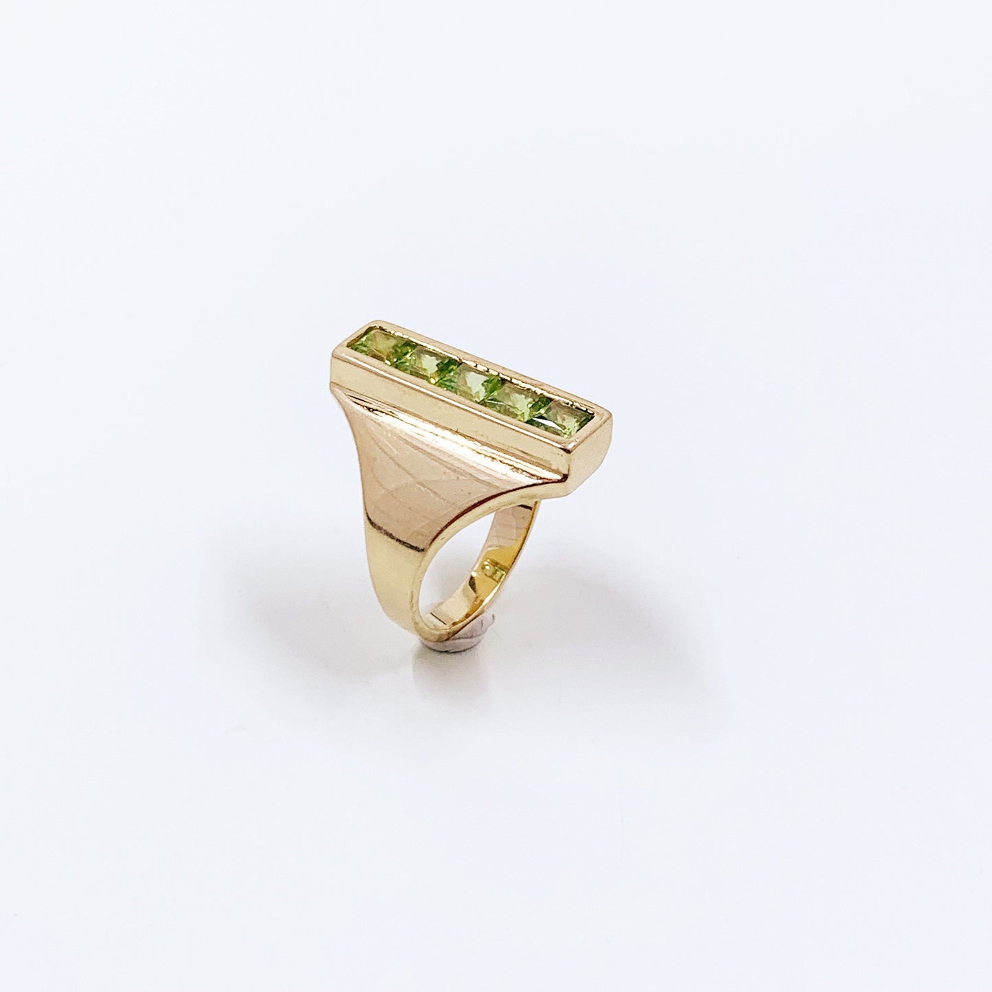Estate Modernist 14K Gold Peridot Ring | Size 6 Ring