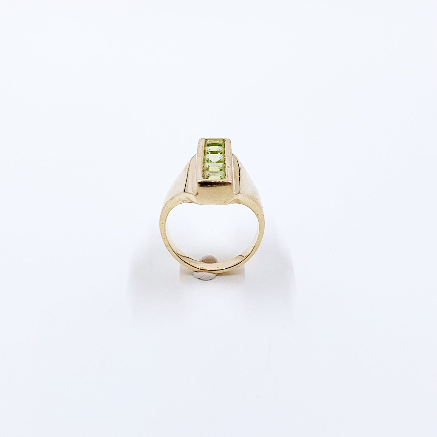 Estate Modernist 14K Gold Peridot Ring | Size 6 Ring