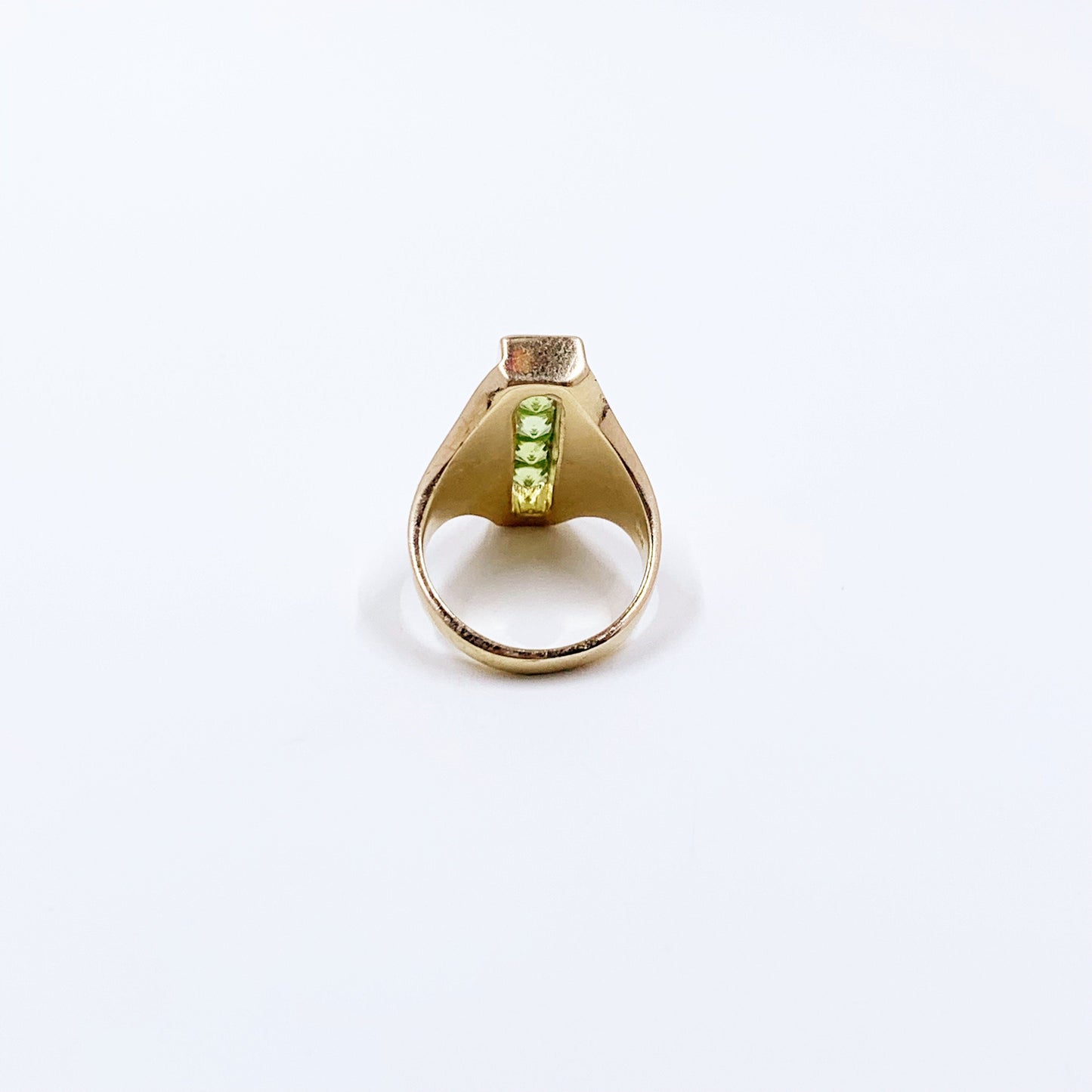 Estate Modernist 14K Gold Peridot Ring | Size 6 Ring