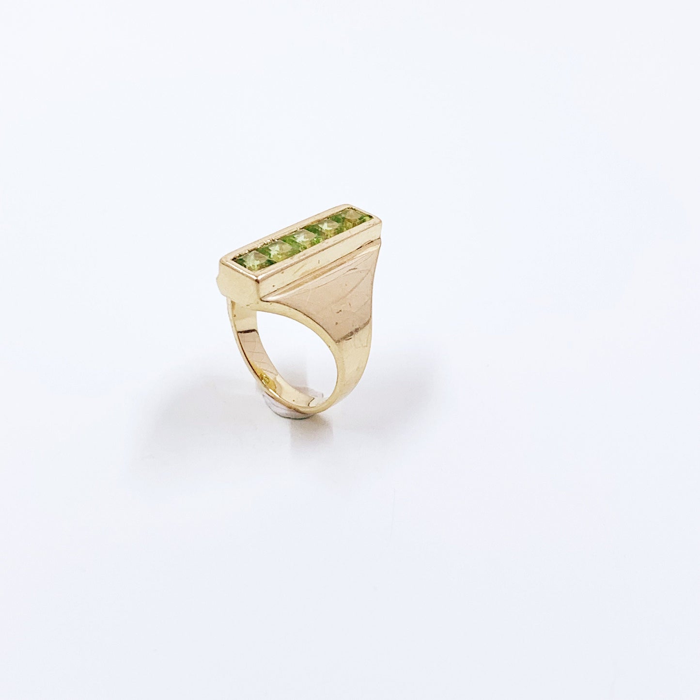 Estate Modernist 14K Gold Peridot Ring | Size 6 Ring