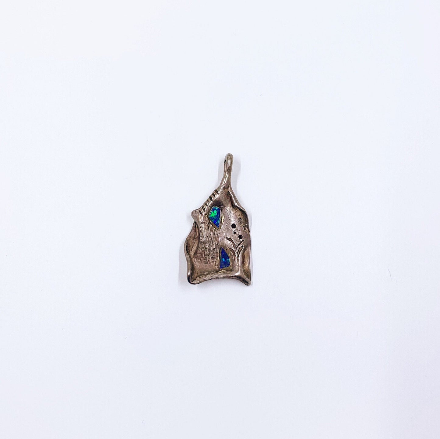 Vintage Sterling Abstract Modernist Opal Pendant | Sterling Artisan Abstract Pendant