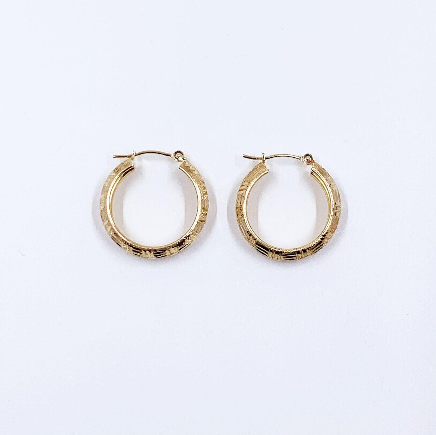 Vintage 10k Textured Gold Hoop Earrings | Small 10K Gold Hoops