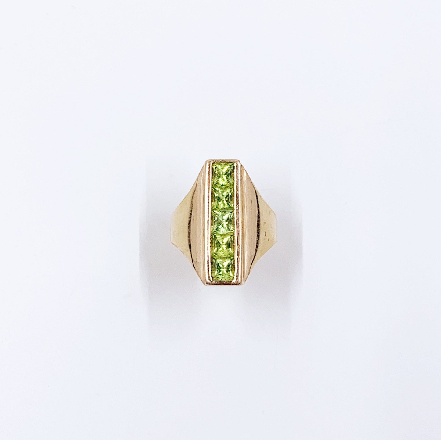 Estate Modernist 14K Gold Peridot Ring | Size 6 Ring