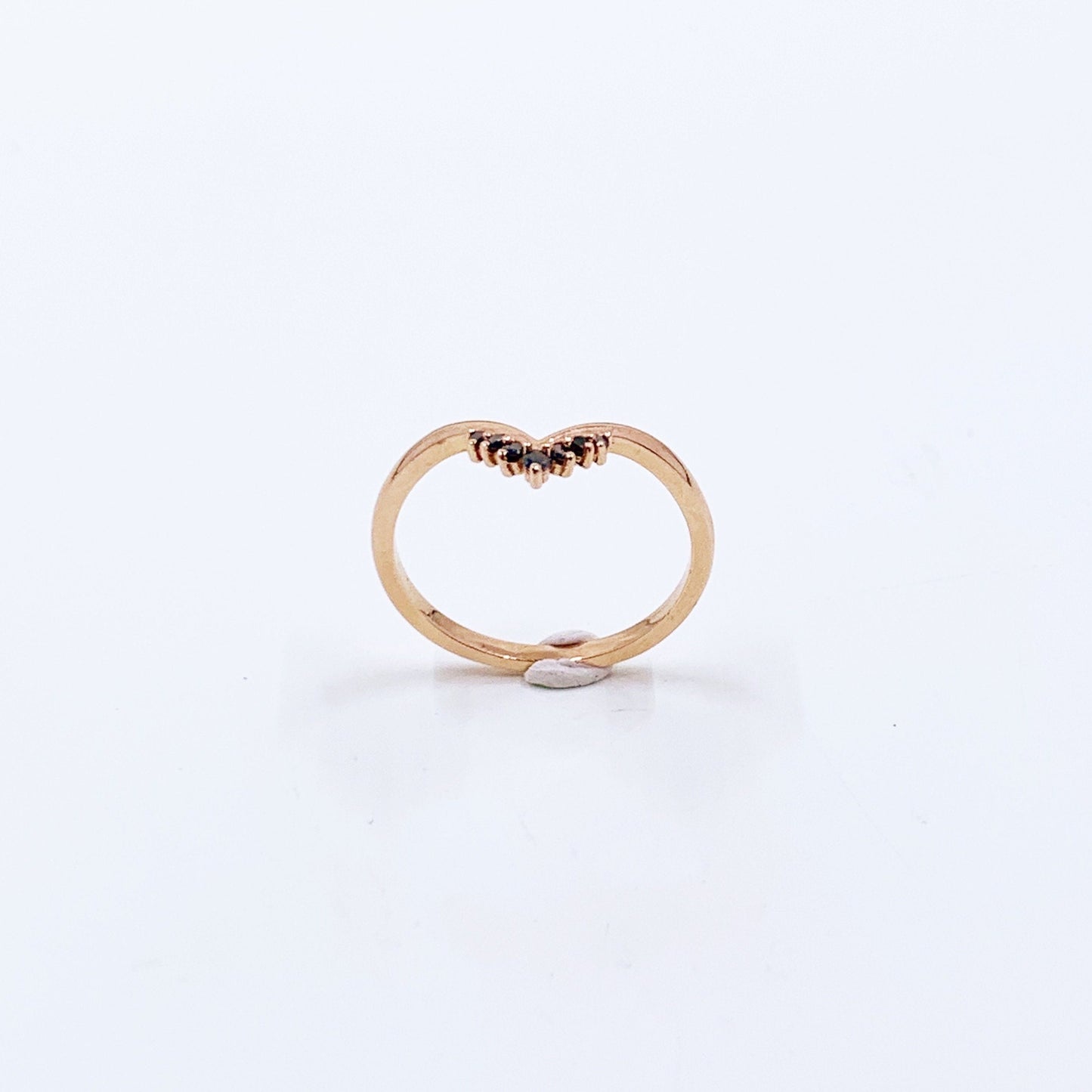 Estate 14k Rose Gold Black Chevron Diamond Ring | 14k Rose Gold Stacking Ring | Size 7 Ring