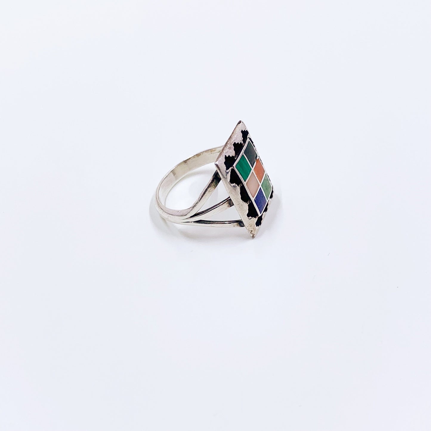 Vintage Mosaic Overlay Tèmè Inlay Ring | Multi-Stone Inlay | Size 9 1/2