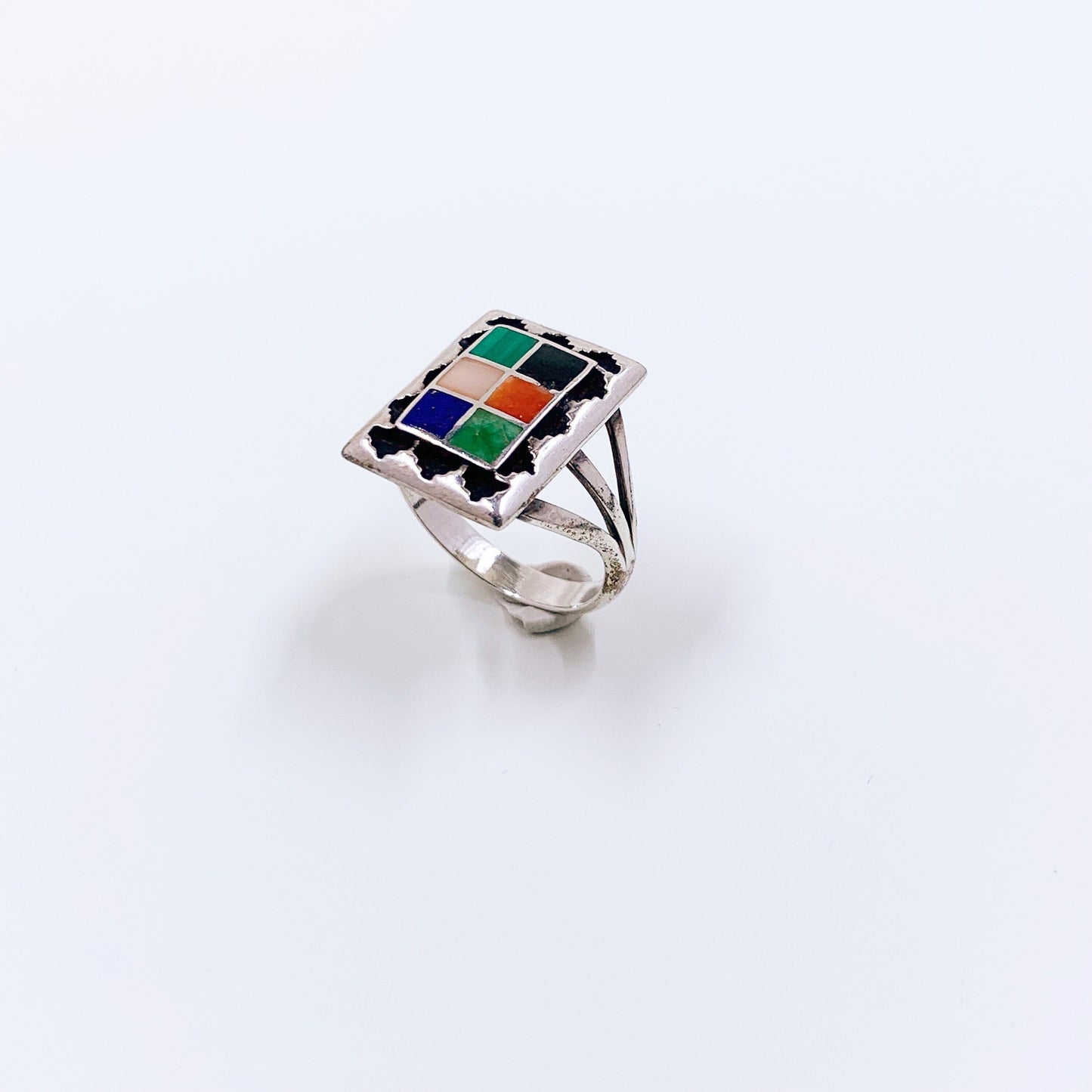 Vintage Mosaic Overlay Tèmè Inlay Ring | Multi-Stone Inlay | Size 9 1/2