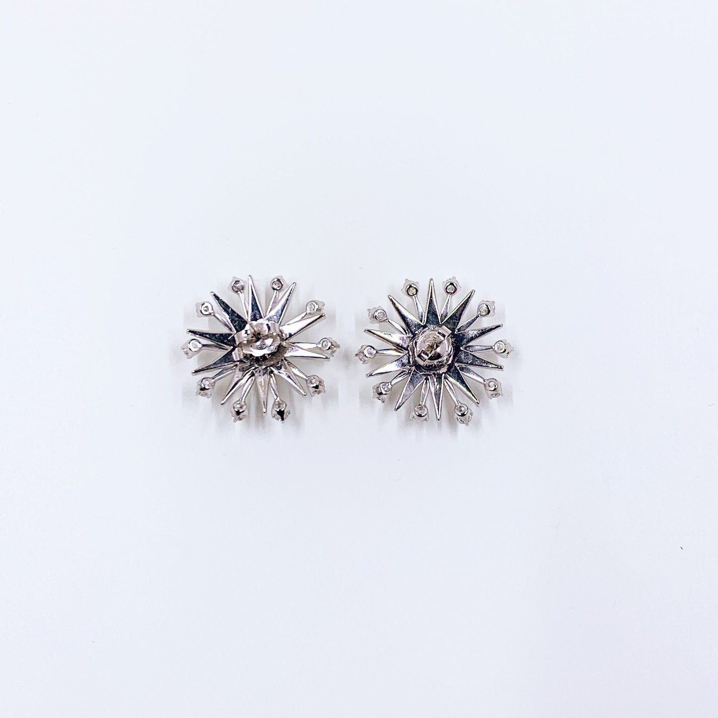 Mid Century 14k Gold Diamond Starburst Earrings | 1.30 Carat Total Weight