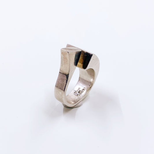 Vintage Silver Brazilian Modernist Ring | Large Sculptural Silver Ring | Size 9 1/4 Ring
