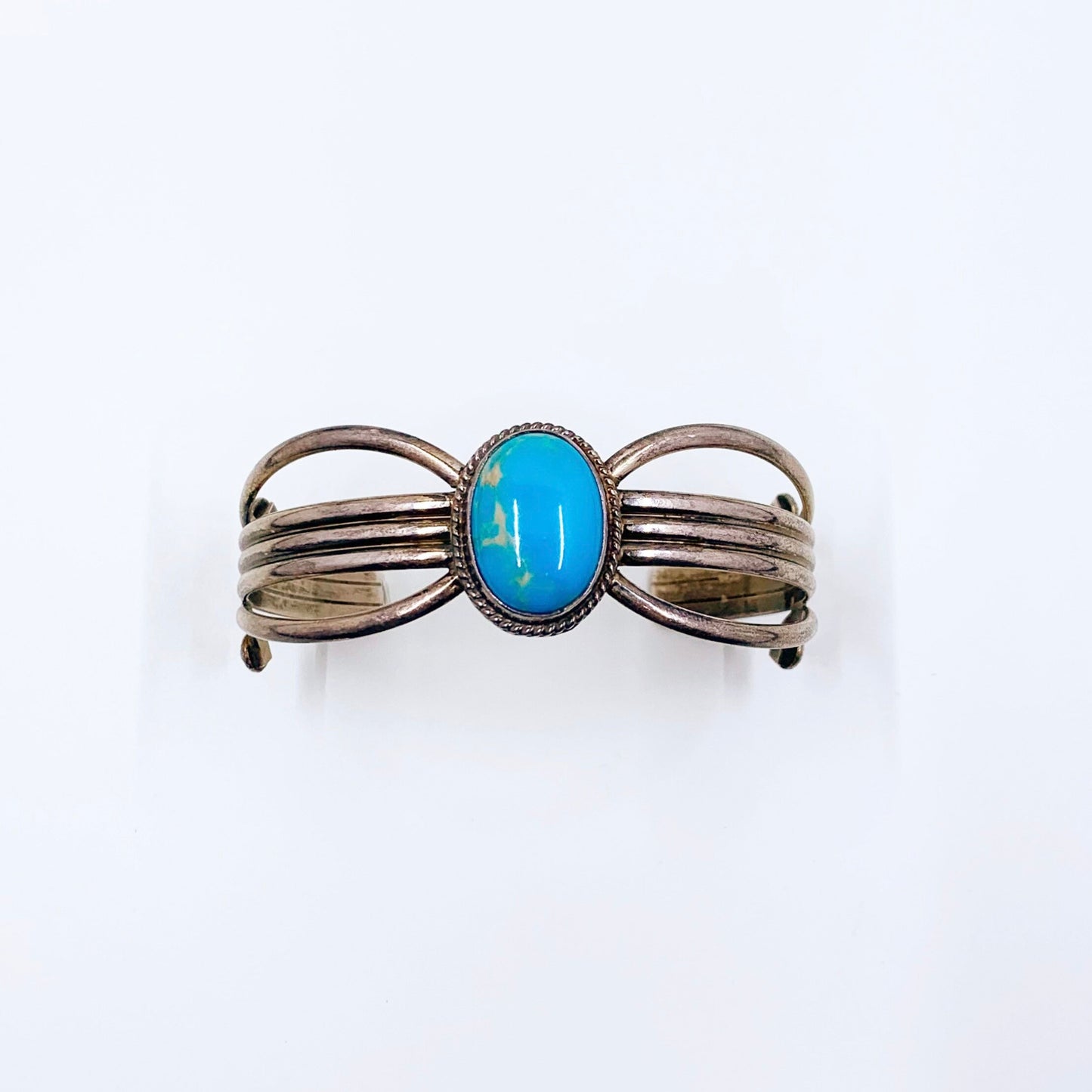 Vintage Silver Turquoise Cuff | Signed Southwest Silver Cuff Bracelet