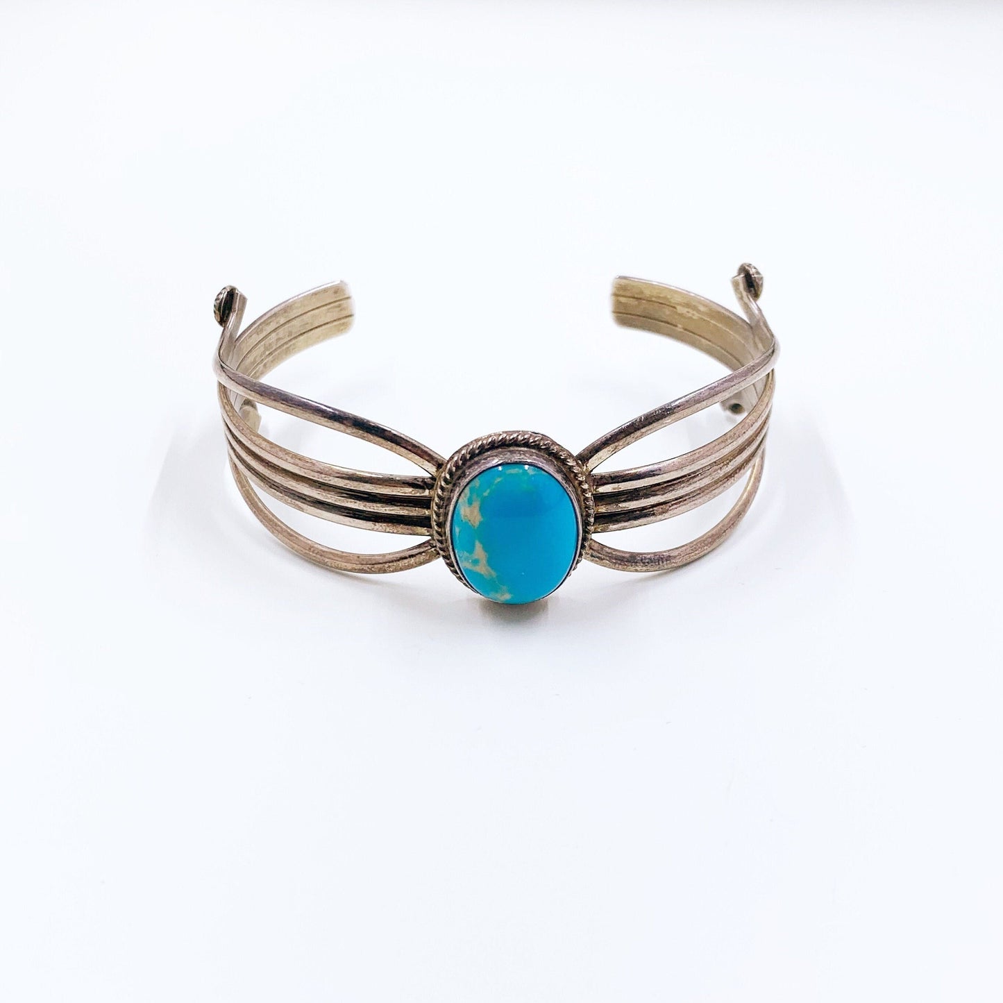 Vintage Silver Turquoise Cuff | Signed Southwest Silver Cuff Bracelet