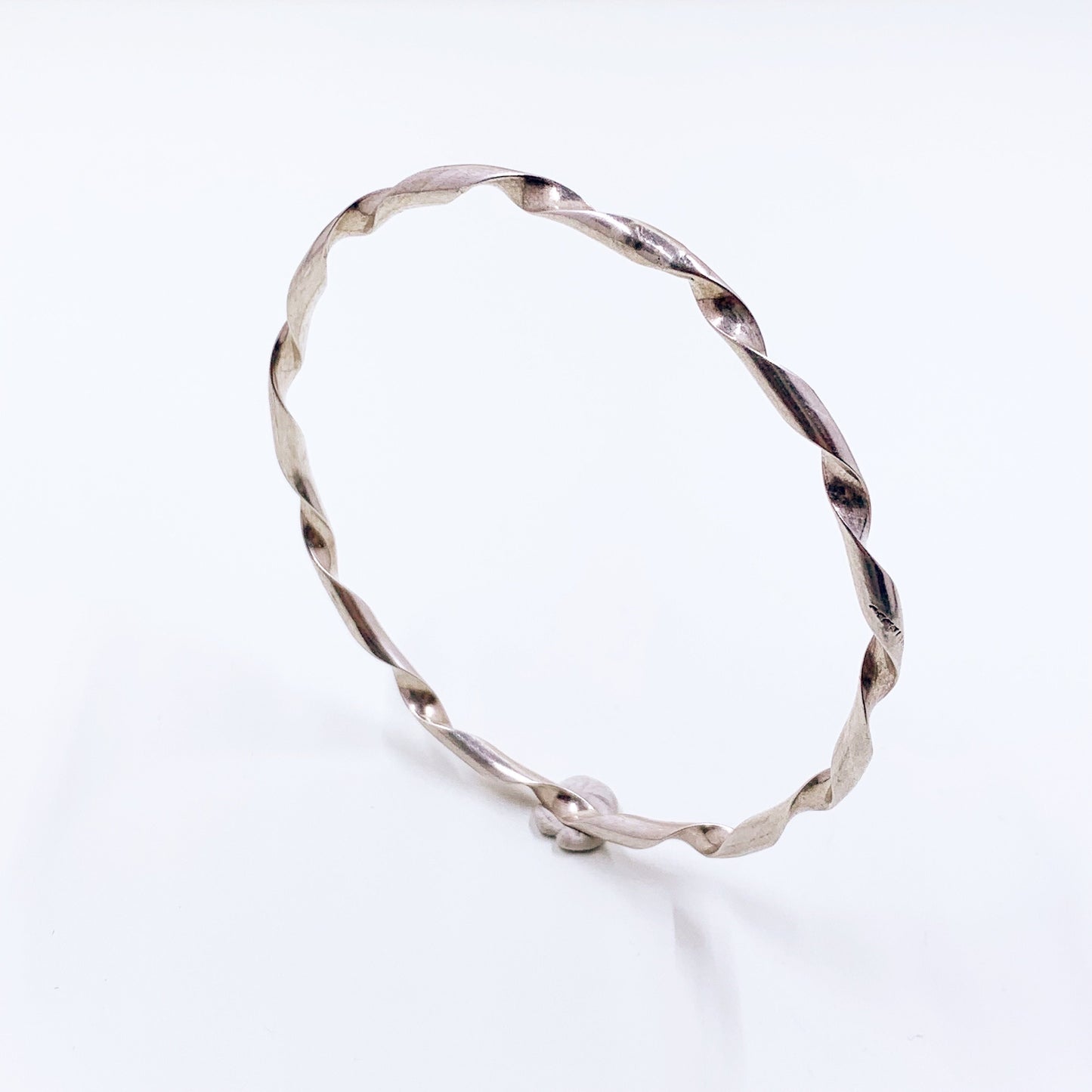 Vintage Sterling Twist Wire Bangle Bracelet | Sterling Textured Bangle Bracelet