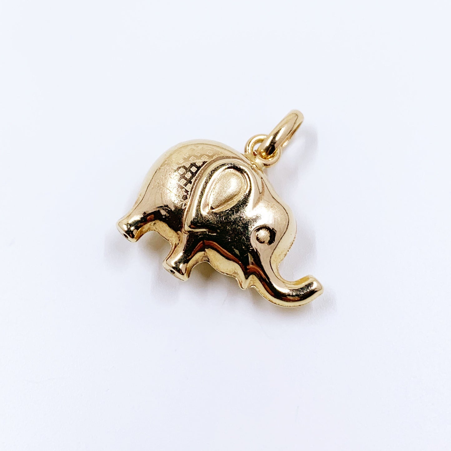Estate 14K Gold Elephant Pendant | 14K Lucky Elephant Charm | 14K Puffy Elephant Charm