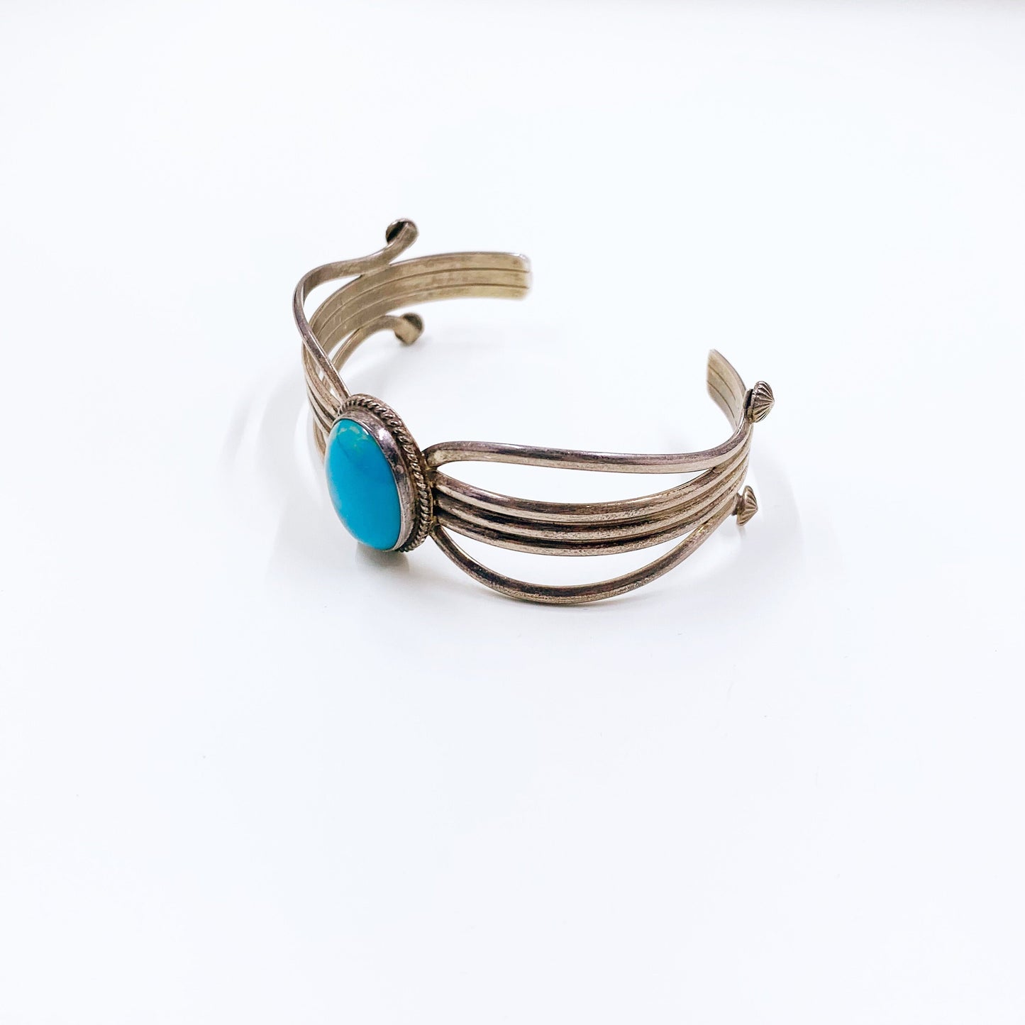 Vintage Silver Turquoise Cuff | Signed Southwest Silver Cuff Bracelet