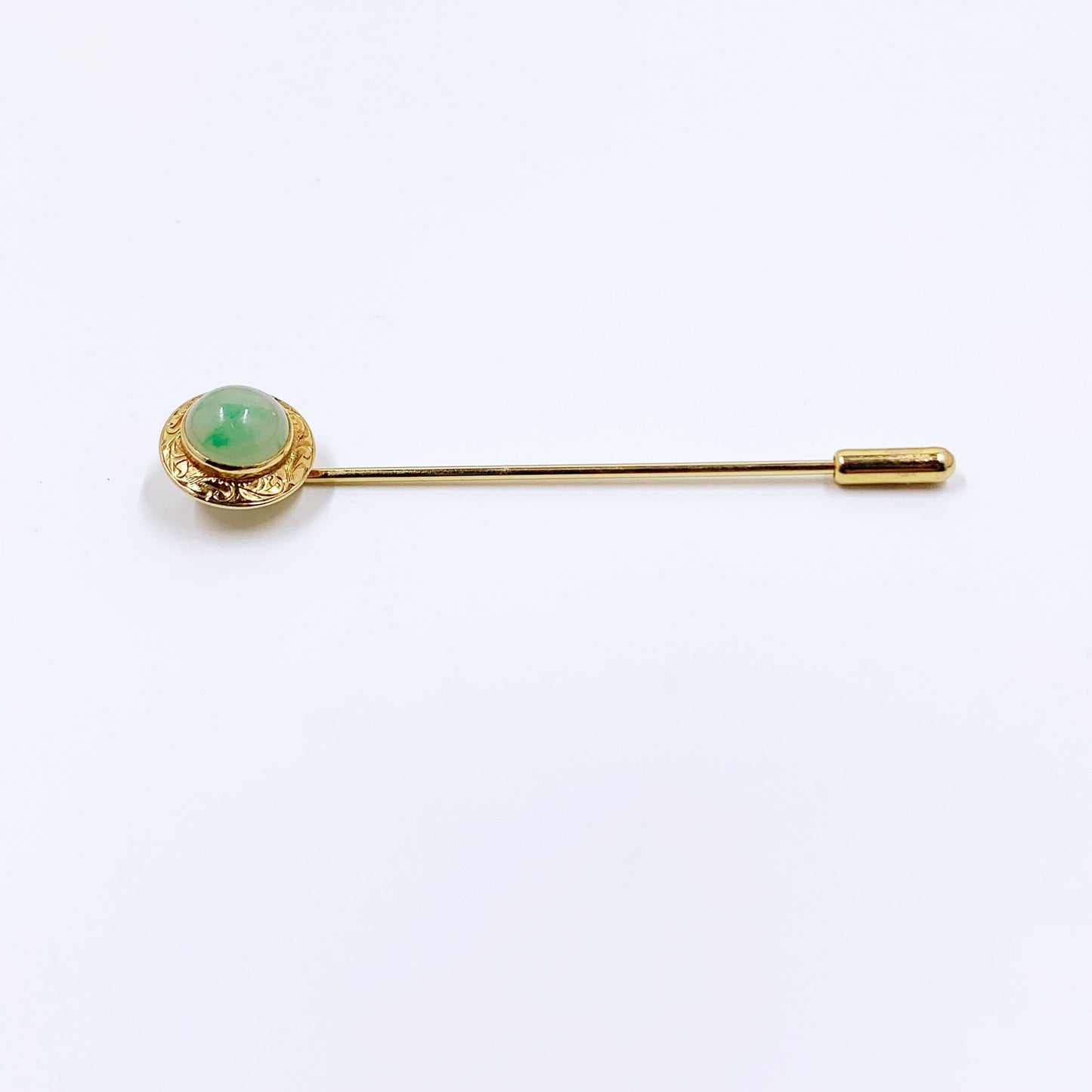 Antique Arts and Crafts 14K Jade Stick Pin | Gibson Krugler Co.