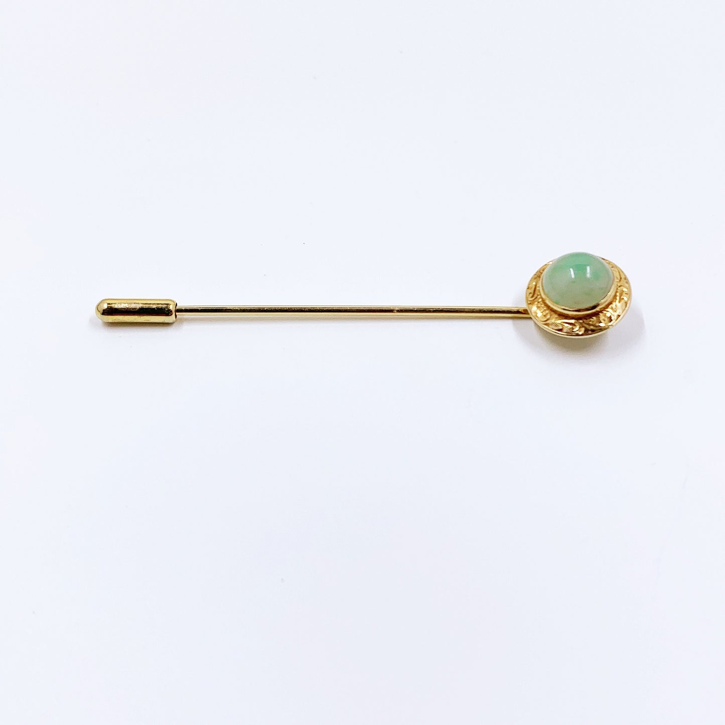 Antique Arts and Crafts 14K Jade Stick Pin | Gibson Krugler Co.