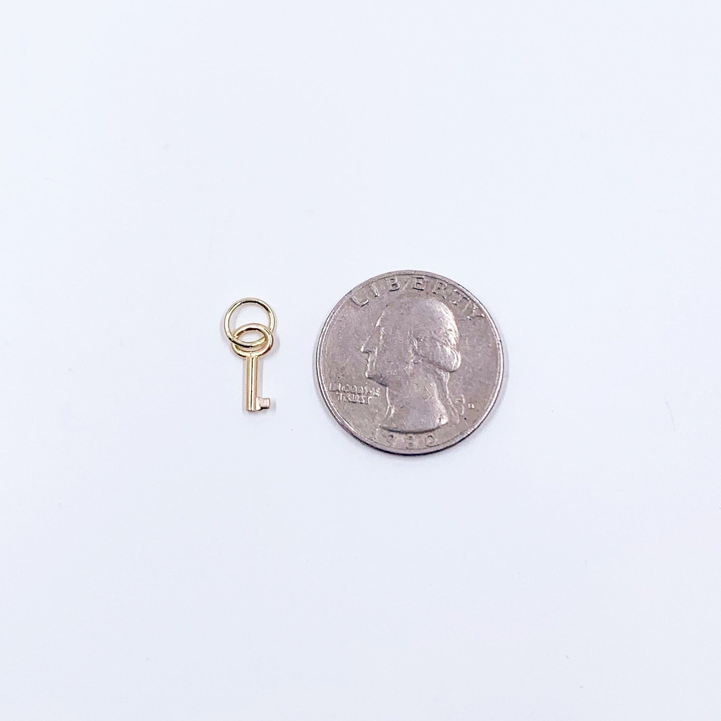 Vintage Tiny 14k Gold Key Charm | Skeleton Door Key Charm | Small Gold Key Pendant