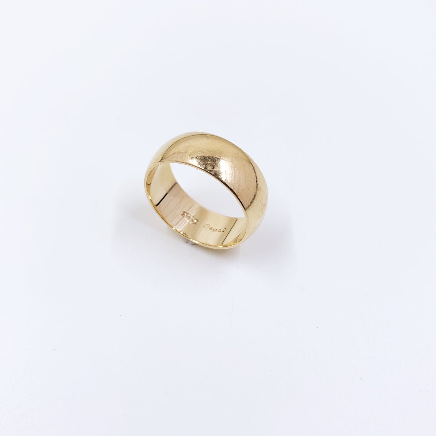 Vintage 14k Wide Cigar Band Ring | 8 mm Gold Wedding Band  | Size 9 Ring