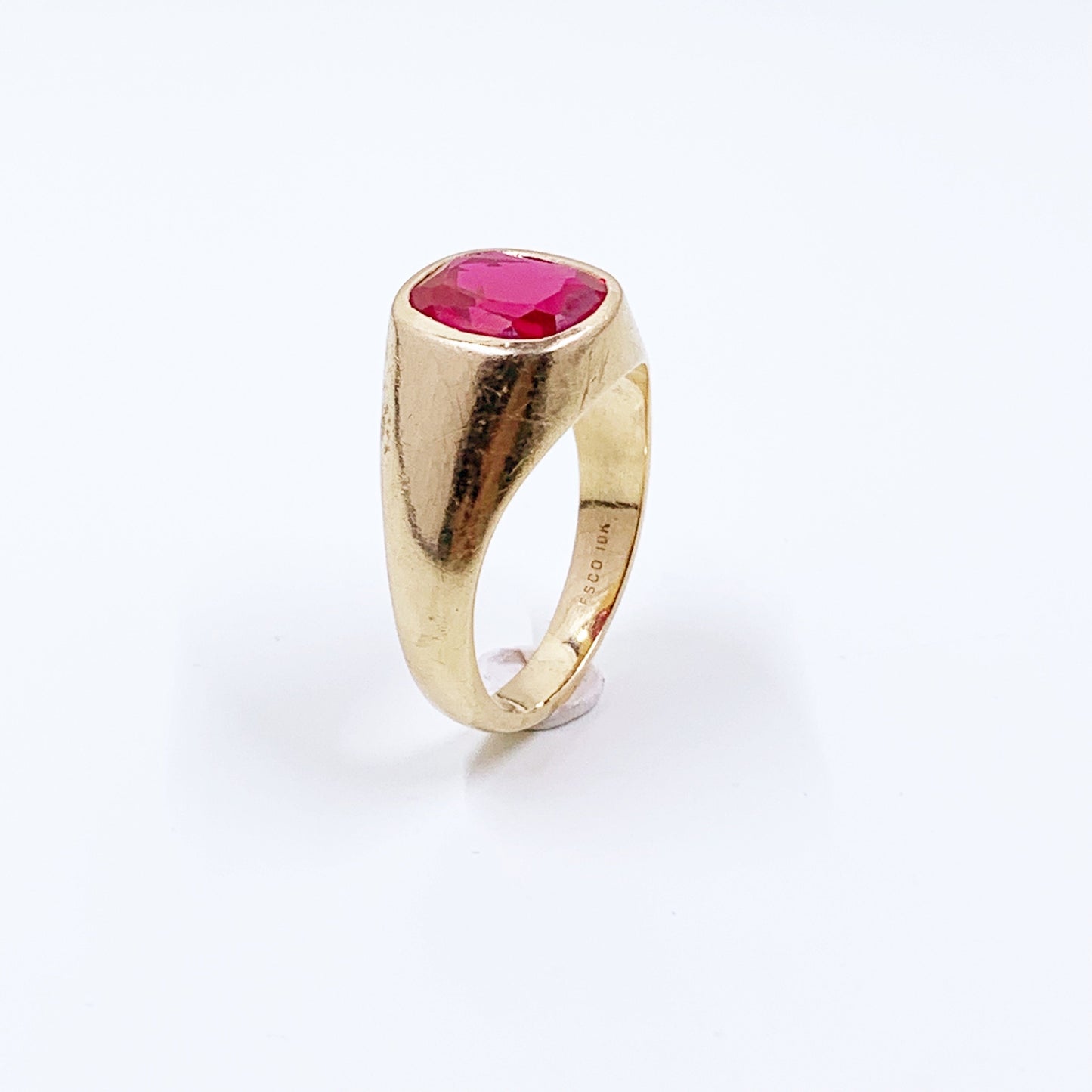Vintage 10k Gold Ruby Signet Ring | Size 11 Ring