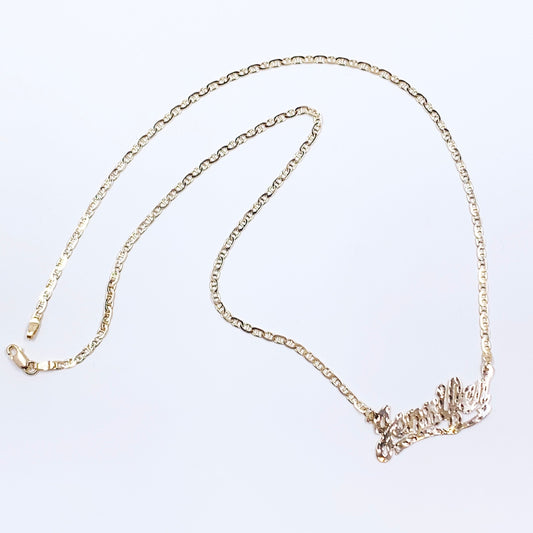 Vintage 14k Jennifer Name Plate with Gold Mariner Link Chain