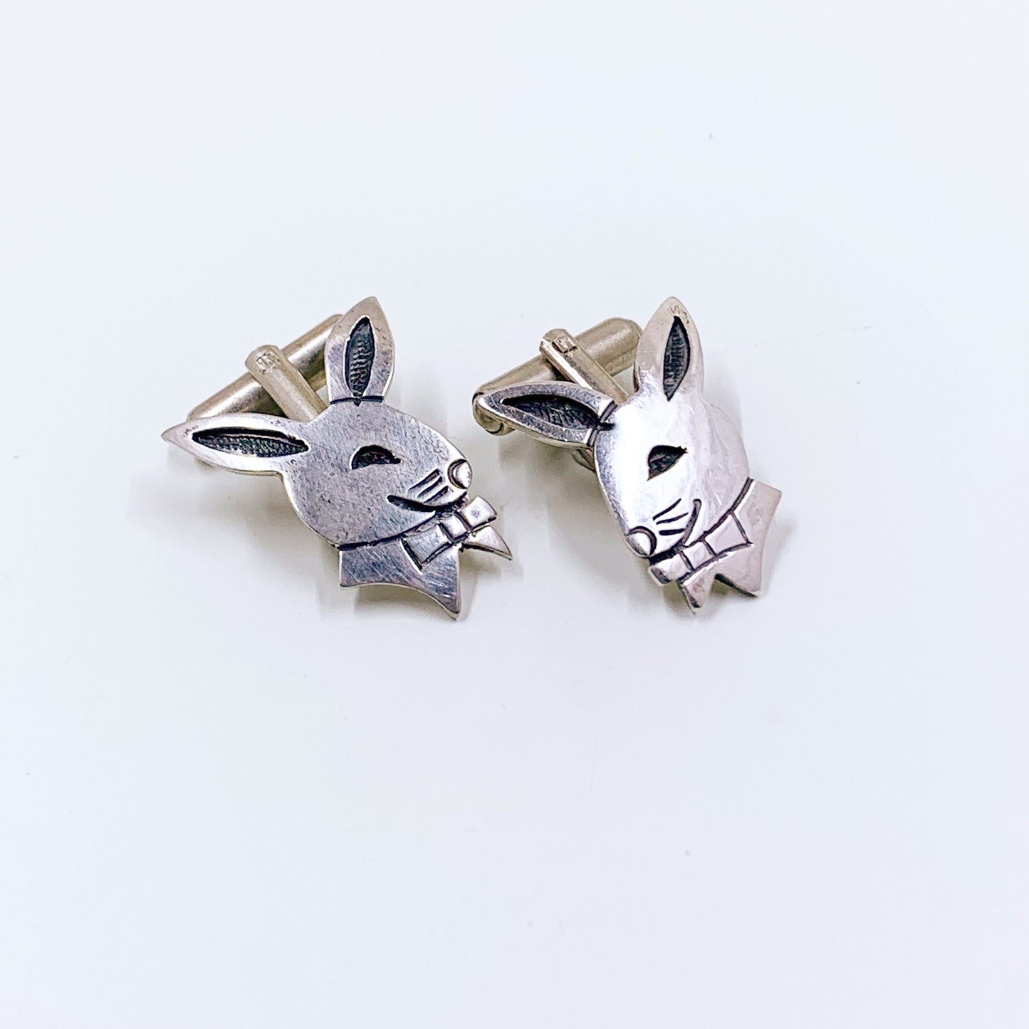 Vintage Hopi SilverCraft Overlay Rabbit Cufflinks