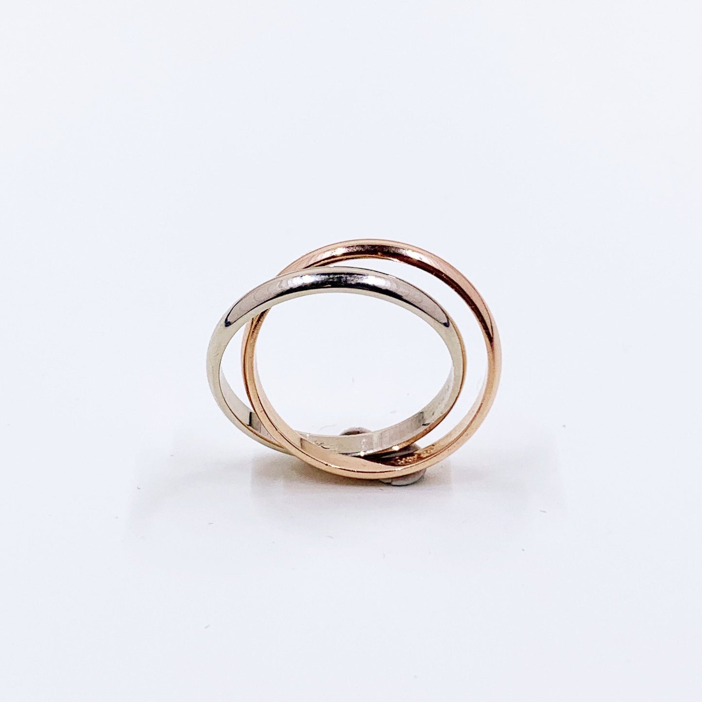 Estate 14k White and Rose Gold Interlocking Band Ring | Size 7 1/4 Two Tone Ring
