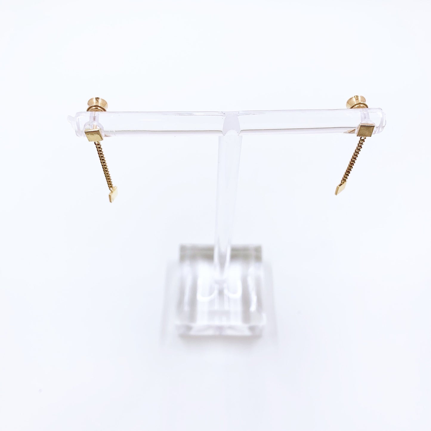 Vintage 14k Gold Ciani Square Chain Dangle Earrings