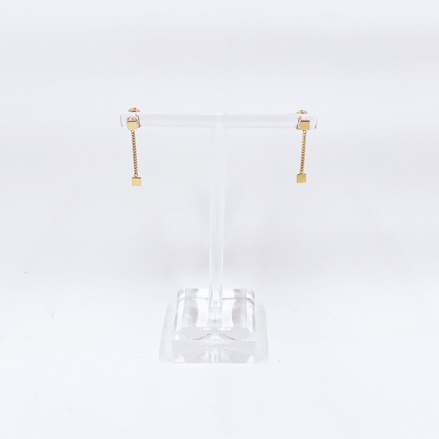 Vintage 14k Gold Ciani Square Chain Dangle Earrings