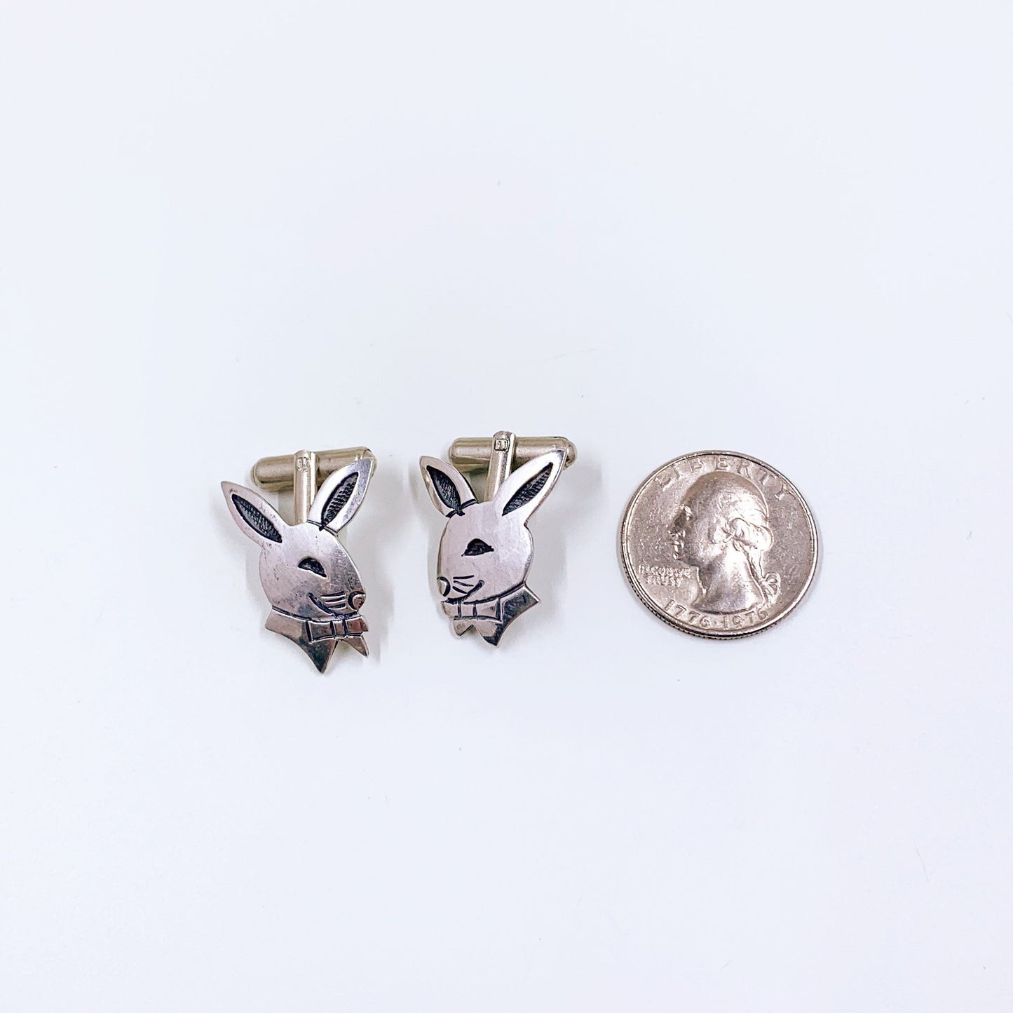 Vintage Hopi SilverCraft Overlay Rabbit Cufflinks