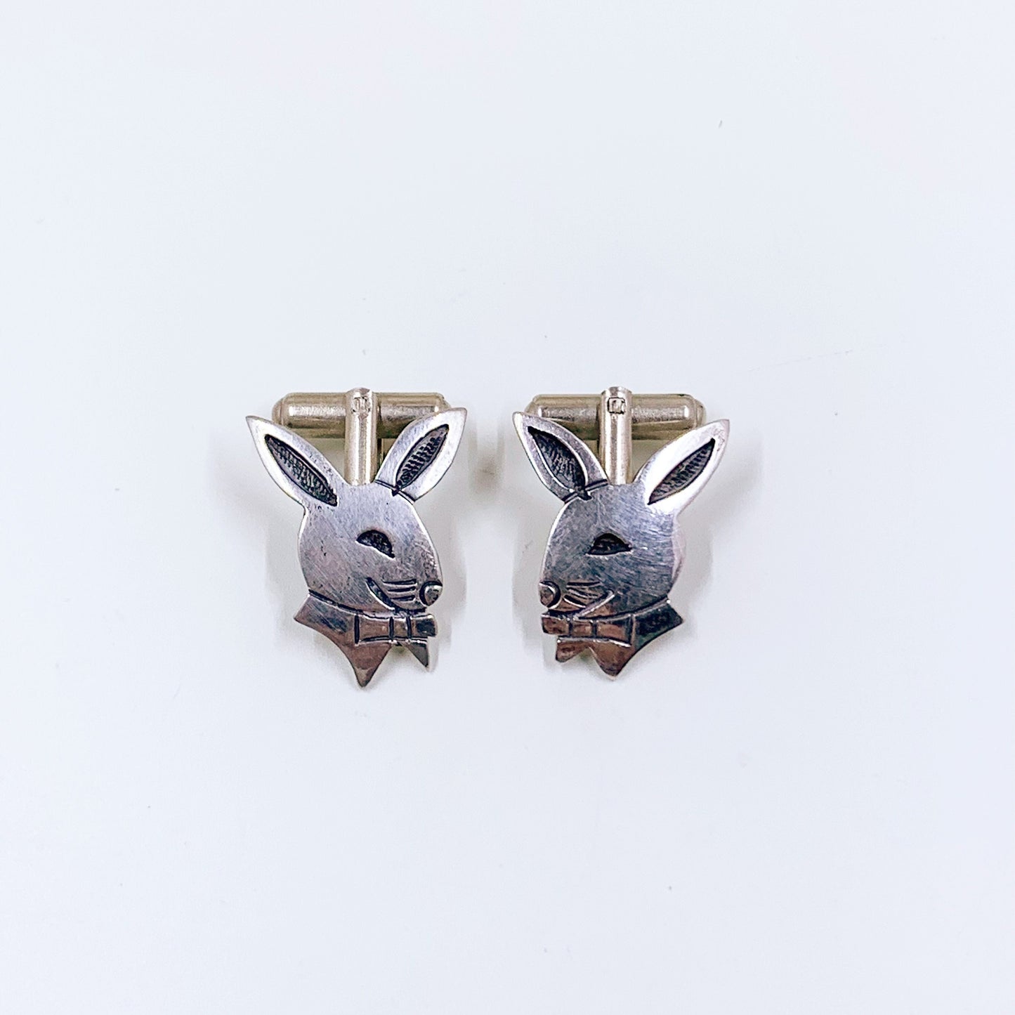 Vintage Hopi SilverCraft Overlay Rabbit Cufflinks