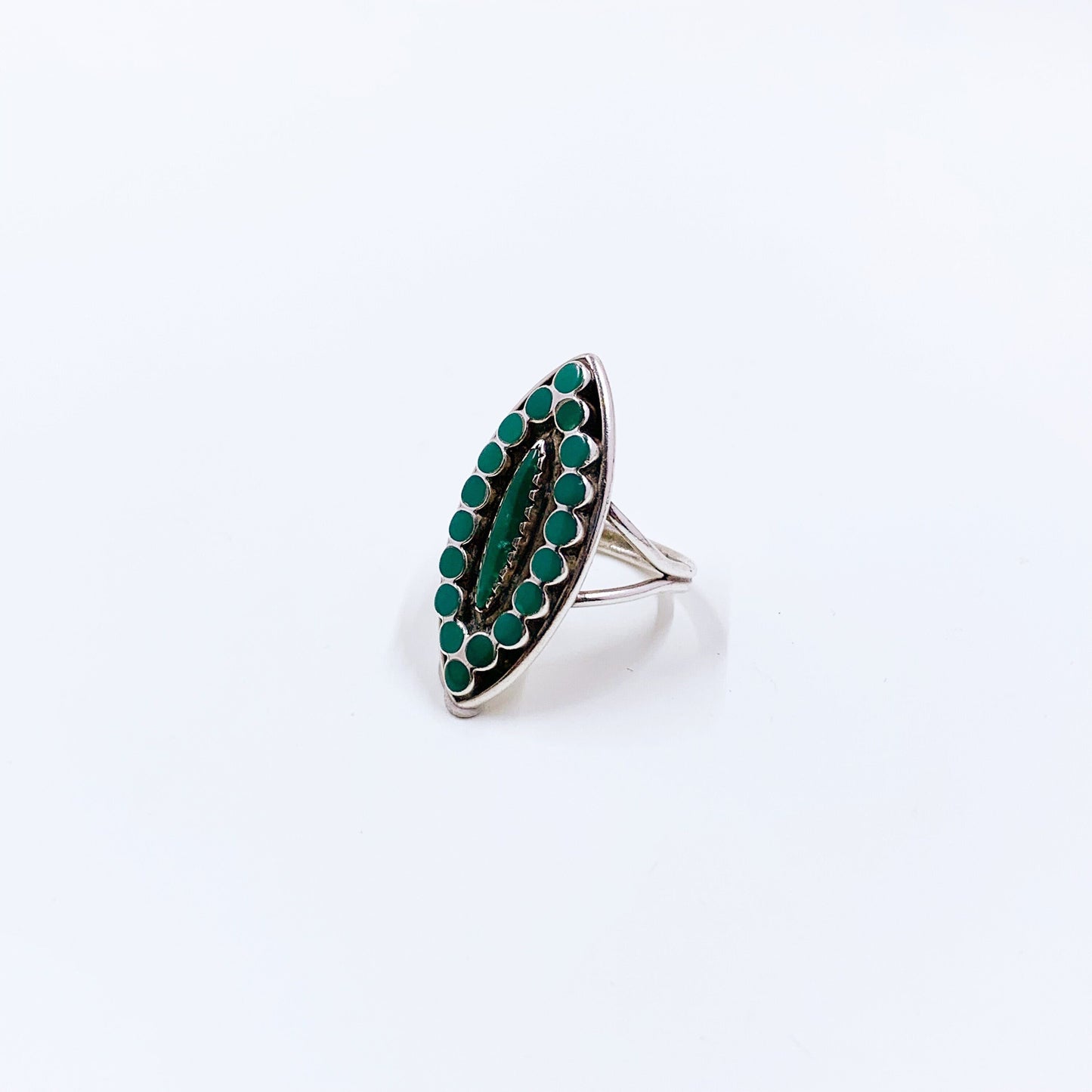 Vintage Snake Eye Turquoise Navette Ring | Size 6 1/2 Ring