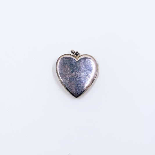 Vintage Sterling Cupid Heart Locket | Silver Repoussé Heart Locket