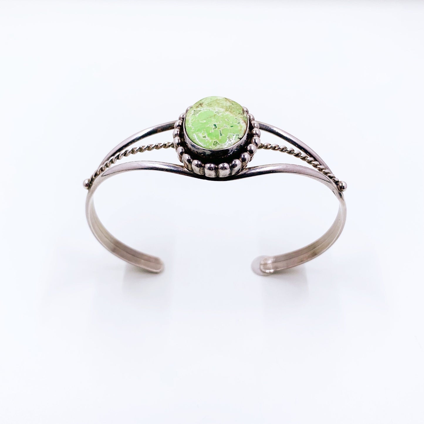 Sterling Silver Gaspeite Cuff Bracelet | Southwest Green Stone Bracelet